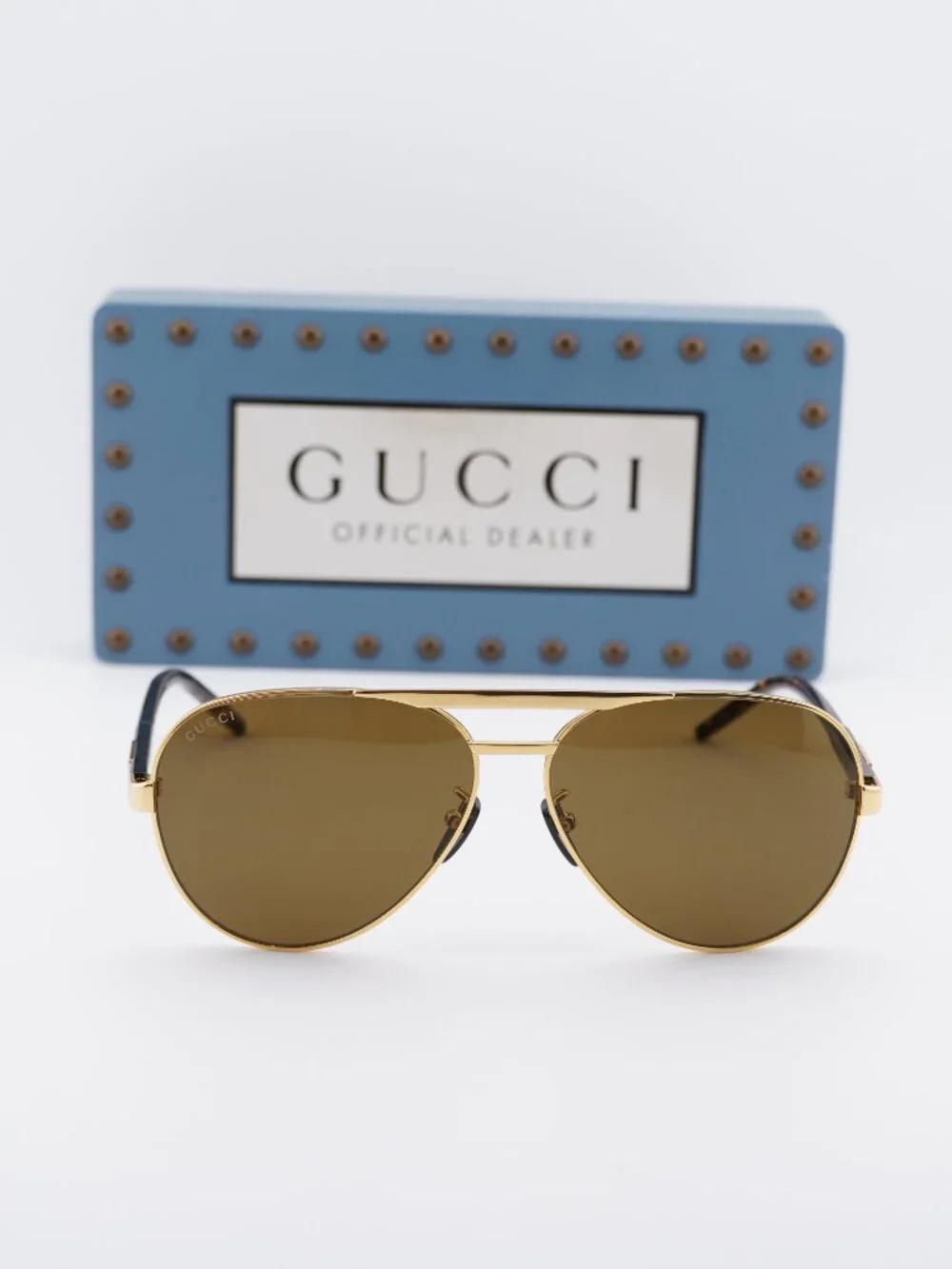 Gucci GG1163S 004 Aviator Sunglasses - Gold/Havana / Brown